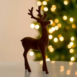 Brown Velvet Standing Deer Figurine