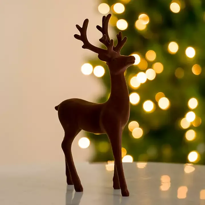 Brown Velvet Standing Deer Figurine
