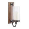 Brown Wood Sconce with Glass Holder