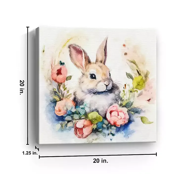 Bunny Nestled in Flowers Canvas Art Print