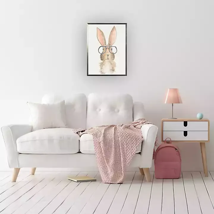 Bunny Wearing Glasses Framed Art Print