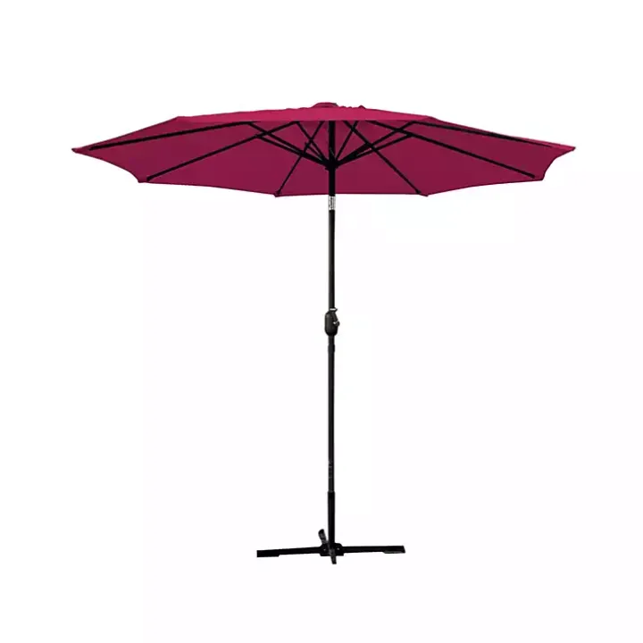 Burgundy 9 ft. Hand Crank Tilt Umbrella