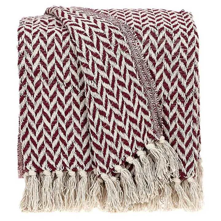 Burgundy Zig Zag Pattern Throw