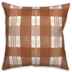 Burnt Orange Plaid Harvest Throw Pillow