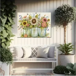 Buzzing Bouquets Outdoor Canvas Art Print