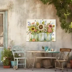 Buzzing Bouquets Outdoor Canvas Art Print