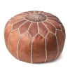 Camel Moroccan Leather Pouf