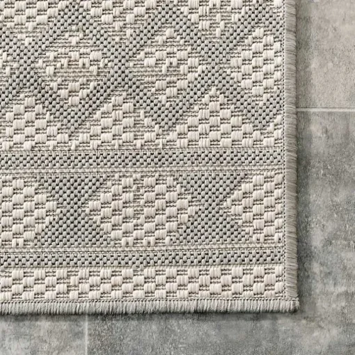 Cammie Gray Moroccan Geometric Outdoor Rug, 5x8