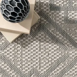 Cammie Gray Moroccan Geometric Outdoor Rug, 5x8