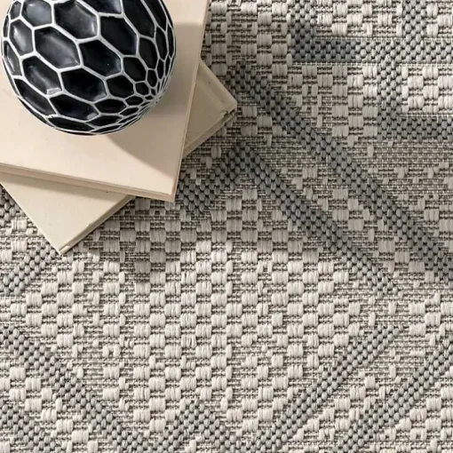 Cammie Gray Moroccan Geometric Outdoor Rug, 5x8