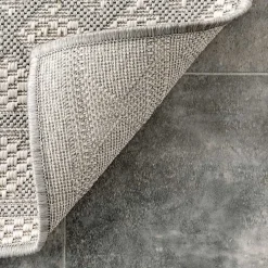 Cammie Gray Moroccan Geometric Outdoor Rug, 5x8