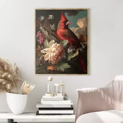 Cardinal Floral Dutch Framed Canvas Art Print