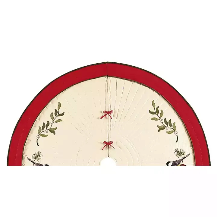 Cardinals and Holly Christmas Tree Skirt