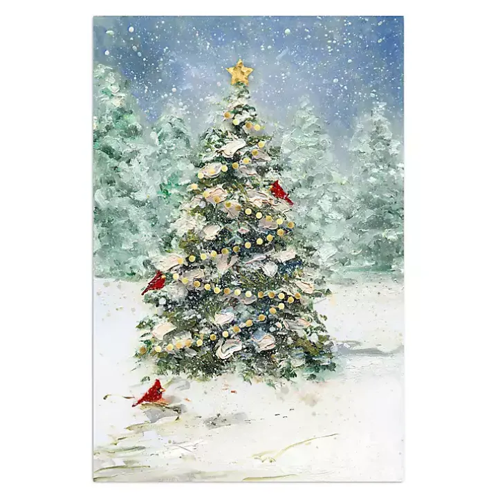 Cardinals on Tree Small Canvas Art Print