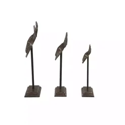 Carved Iron Bullhead Statues, Set of 3