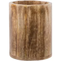 Carved Mango Wood Utensil Crock