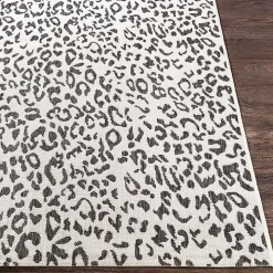 Cauli Black Leopard Print Outdoor Rug, 5x7
