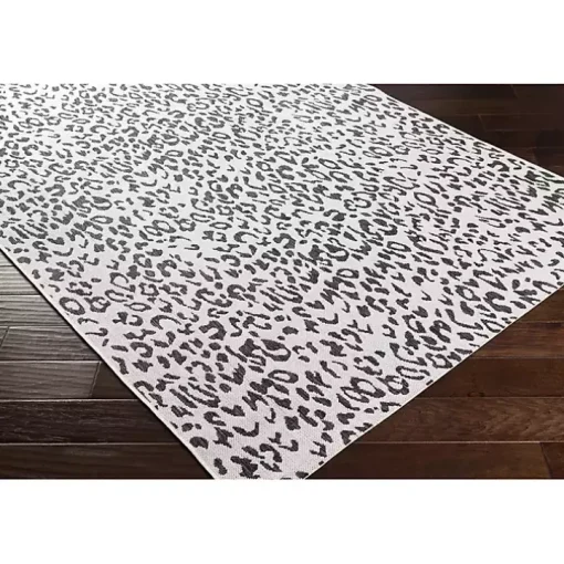 Cauli Black Leopard Print Outdoor Rug, 5x7