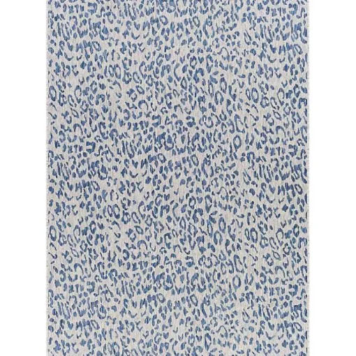 Cauli Blue Leopard Print Outdoor Rug, 5x7