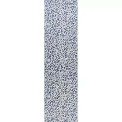 Cauli Blue Leopard Print Outdoor Runner Rug, 2x12