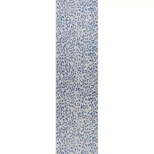 Cauli Blue Leopard Print Outdoor Runner Rug, 2x12