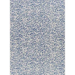 Cauli Blue Leopard Print Outdoor Rug, 4x5