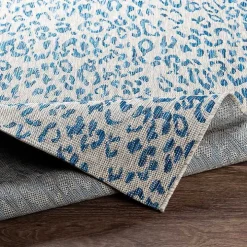 Cauli Blue Leopard Print Outdoor Rug, 8x12