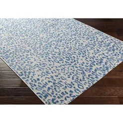 Cauli Blue Leopard Print Outdoor Rug, 5x7