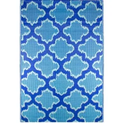 Cerulean Quatrefoil Outdoor Area Rug, 4x6