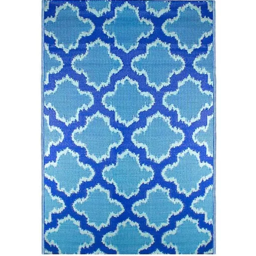 Cerulean Quatrefoil Outdoor Area Rug, 4x6