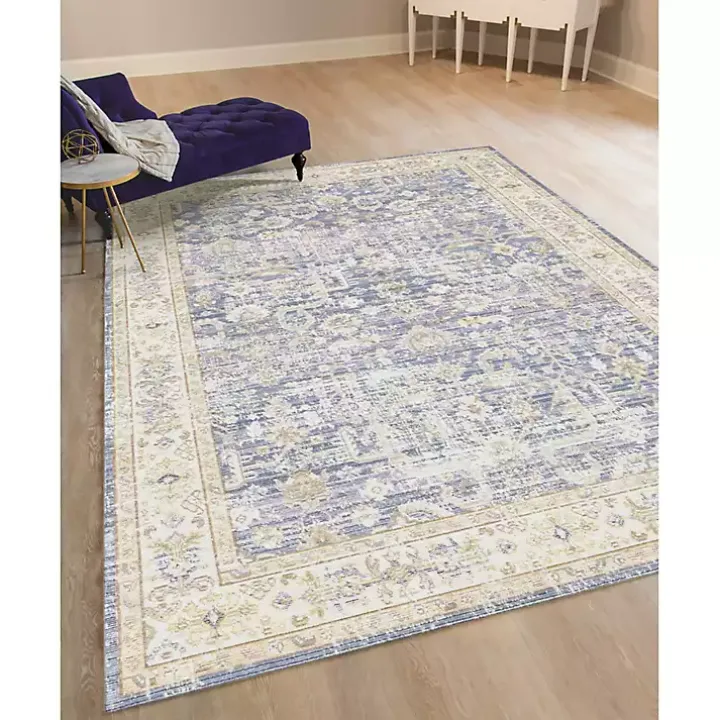 Cerulean Vintage Border Area Rug, 5x7