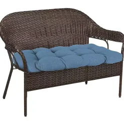 Chambray Blue French Outdoor Wicker Settee Cushion