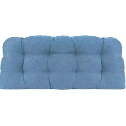 Chambray Blue French Outdoor Wicker Settee Cushion