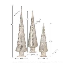 Champagne Mercury Glass Christmas Trees, Set of 3