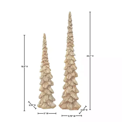 Champagne Winter Forest Trees, Set of 2