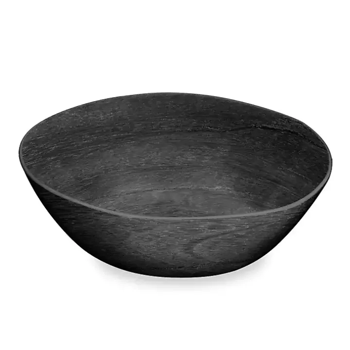 Charcoal Faux Wood Melamine Serving Bowl
