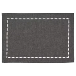 Charcoal Laser-Cut Hemstitch Placemats, Set of 4