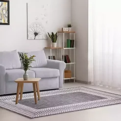 Charcoal Linear Macy Indoor/Outdoor Area Rug, 4x7