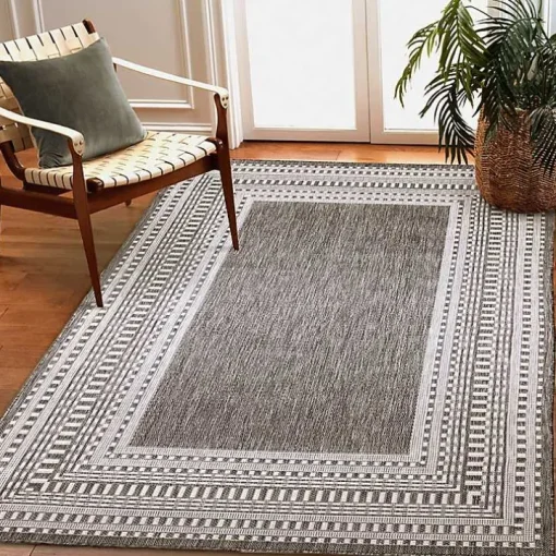 Charcoal Linear Macy Indoor/Outdoor Area Rug, 6x9
