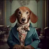 Charming Victorian Dog Framed Canvas Art Print