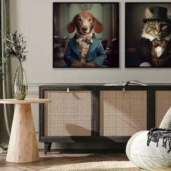 Charming Victorian Dog Framed Canvas Art Print