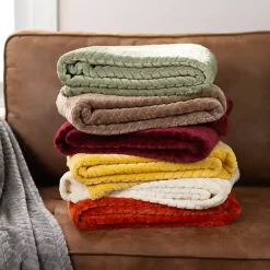Chili Heavenly Herringbone Plush Throw
