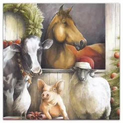 Christmas Barn Animals Canvas Art Print