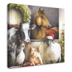 Christmas Barn Animals Canvas Art Print