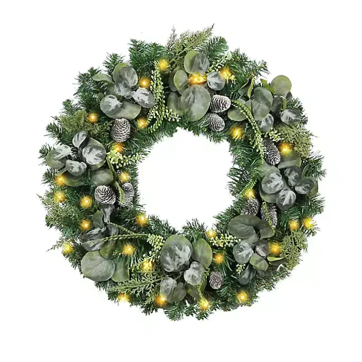 Christmas Eucalyptus Pine Mix Pre-Lit Wreath
