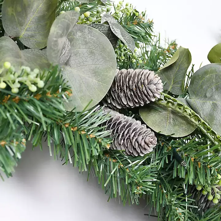 Christmas Eucalyptus Pine Mix Pre-Lit Wreath