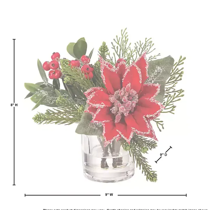 Christmas Poinsettia & Pine Faux Water Arrangement
