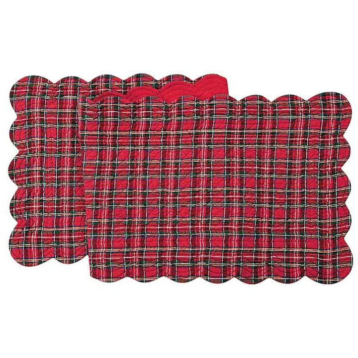 Christmas Red Plaid Scalloped Table Runner