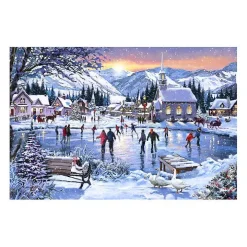 Christmas Skating Canvas Art Print