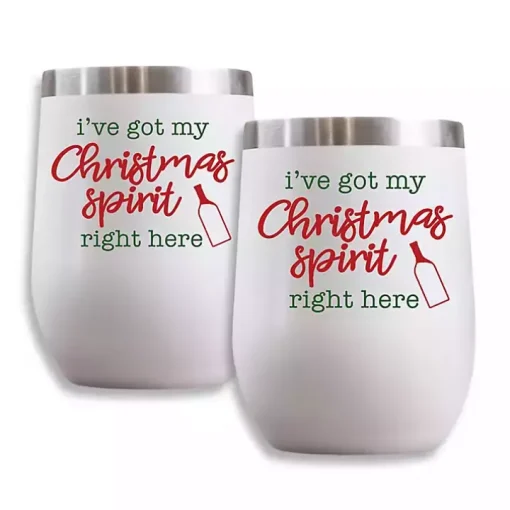 Christmas Spirit Insulated Wine Tumblers, Set of 2